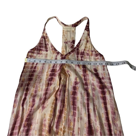 Love Stitch Tie Dye Scale Metallic Dots Textured Sleeveless Halter Maxi Dress Sm - Picture 12 of 12